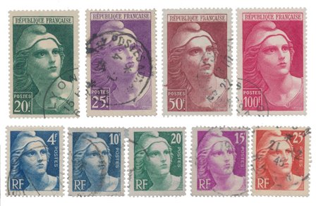 Frankrig 1945 - YT 725-733 - Stemplet