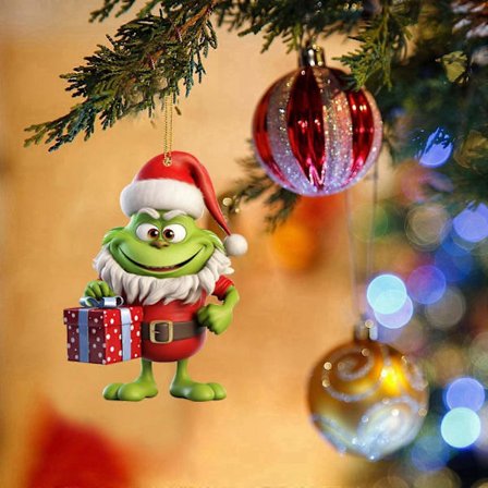 Joulukuusenkoristeet Joulu Akryyli Vihreät Hirviöt Koristeet, Akryyli Litteät Joulukuusen Ripustuskoristeet, Yksipuolinen Painatus [D]