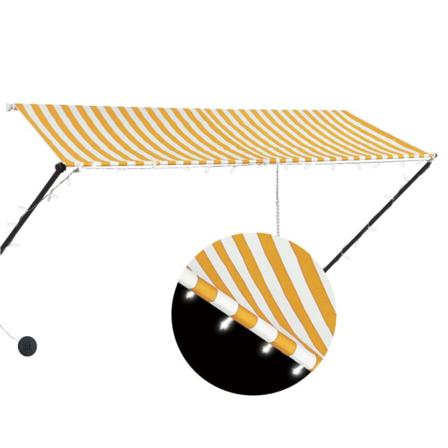 Vidaxl Markis Med Led 300x150 Cm Gul Och Vit Gul