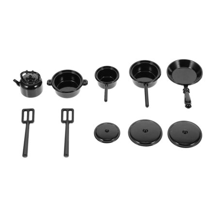 Skrivebordsskap Miniatyr Gryte Søt Gryte Leketøy Miniatyr Kjøkkenutstyr Kjøkkenleketøy Tilbehør (4.5X2.4XM, Svart 1) [GKS]