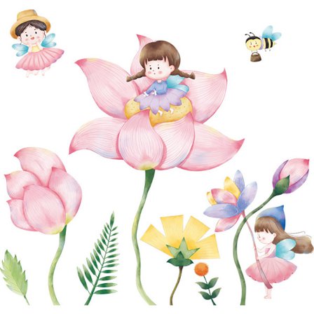 Et sæt søde blomsterpiger bi vægklistermærker vægklistermærker vægdekoration