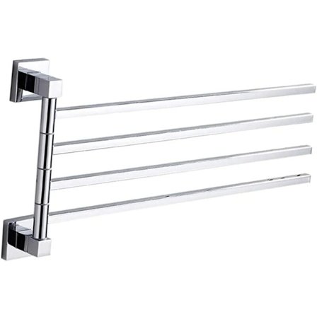 Håndklædeholder til badeværelse og køkken - 180° drejelig væghåndklædeholder - 4 arme