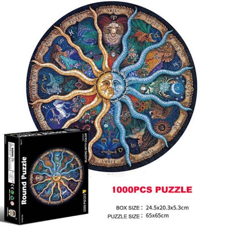 65CM Runt Pussel 1000 Bitar Barn 3D Jord Måne Konstellation Regnbåge Papper Montera Pusselspel Pedagogisk Leksak För Vuxen