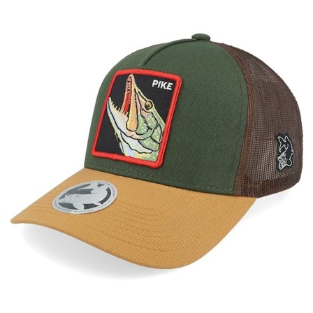Skillfish - Brown trucker Czapka Z Daszkiem - Pike Box Dark Green/Brown/Wheat A-frame Trucker @ Hatstore