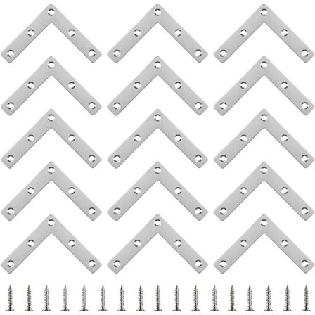 20 st platta konsoler med 100 skruvar, L-formad vinkelkonsol platt metall C