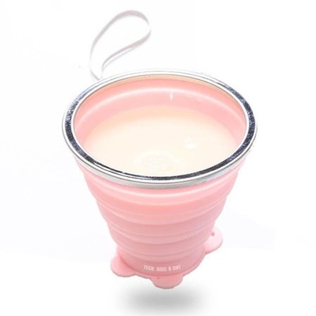 Käytävä silikonimuki - TD - 250 ml - Vaaleanpunainen - Matka - Sivuttain taitettavissa