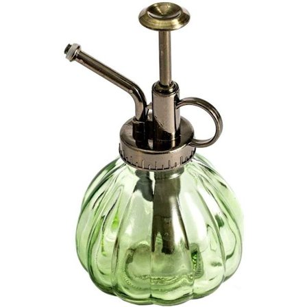 Glass Spray Bottle Plants, 16cm høy Vintage Style med bronse plast