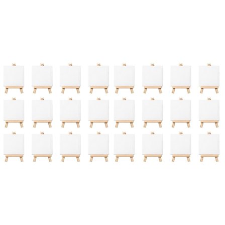 Artist 3"x3" Mini Canvas och 5" Mini Staffli Set Måleri - Kit Innehåller: 24st Mini Dukar