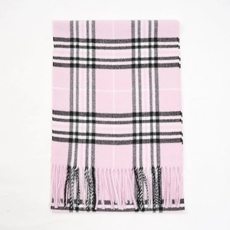 [] Lysrosa Rutete Plommefjær Supermyk Luksuriøs Kasjmirfølelse Unisex Skjerf for Menn og Kvinner