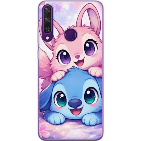 Kompatibel Mobilcover til Huawei Huawei Y6p Sød kawaii illustration med pink og blå fantasidyr, store øjne og bløde farver perfekt til børnevære