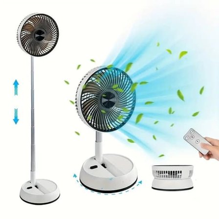 Bærbar ventilator med fjernbetjening, justerbar højde, USB-genopladelig 5400mAh, lydløs ventilator til bord, bordventilator gulvventilator
