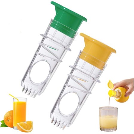 2 stk. sitronpresse, ny sitruspresse med skrulokk – kompakt juicer for lime, cocktailer og drikker, 2-delt sett (gul + grønn)