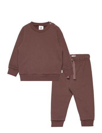 Cozy Sweat Set Baby Sets Sweatsuits Brun Müsli By Green Cotton