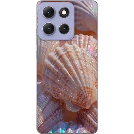 Kompatibel Mobilcover til Motorola Motorola Moto G86 Glitrende muslingeskaller i pastelfarver, hav-inspireret design med glimmer og glans, der fanger