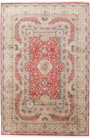 Medallón Cachemira Pura De Seda Alfombra 217X323 Seda