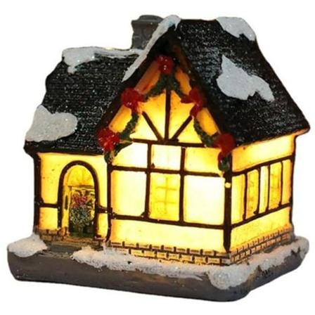 Lysende og anime julelandsby, led miniature julelandsbyhus, julelandsbydekoration, farvet harpiks