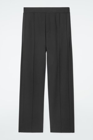 COS Women's Pintucked Straight-Leg Trousers in Black