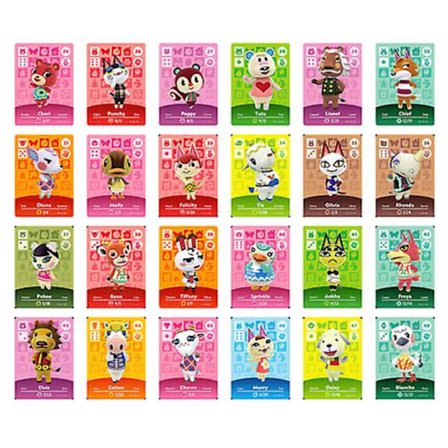 24 stk. Mini Spillkort Videokassett Samling Animal Crossing Passer for Switch