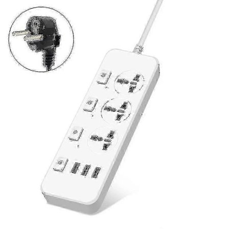 US/UK/EU Stikdåse 5V2.1A Overspændingsbeskyttelse med 3 Stik & 3 USB-porte [db]
