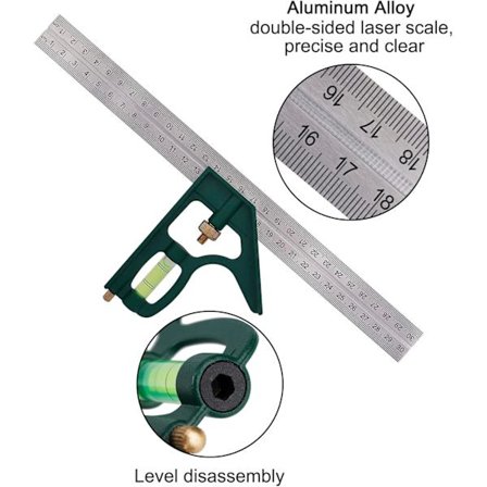 1 stk Horisontal Bevegelig Rustfritt Stål Linjal Kombinert Funksjon