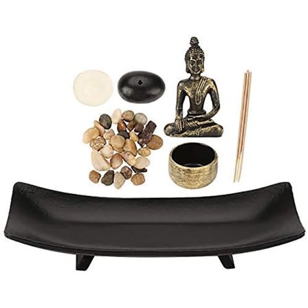 Zen Garden Buddha Bord, Vintage Brons Rökelsebrännare Rökelse Bu