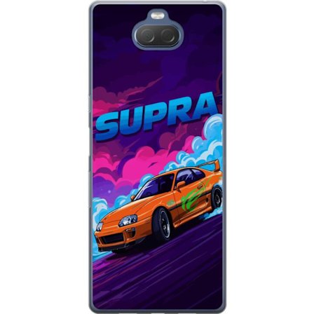 Kompatibel Mobilcover til Sony Xperia 10 Plus Toyota Supra i drift med neonfarvet røg, fartfornemmelse og natlig street racing-miljø