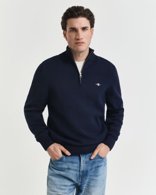 GANT - Bomullsgenser med half-zip til herre evening blue