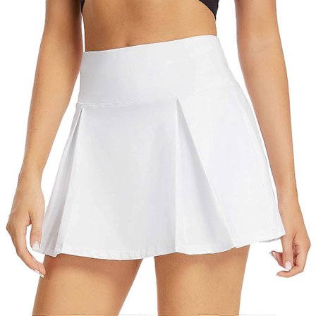 Høymidjet badeskjørt for dame med innershorts, sikkerhetsshorts, strandskjørt, svart S Hvit S