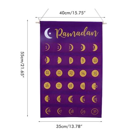 Eid Filt Stof Nedtællingskalender Mubarak Ramadan Adventskalender Væghæng
