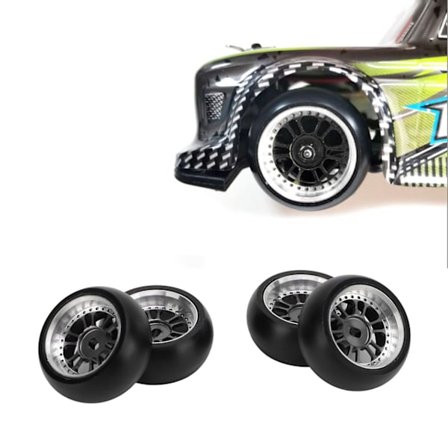 4 stk. RC Drift-dekk med sterk demping, høy slitestyrke og enkel installasjon, RC-bildekk for 1/28 RC-bil, svart