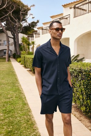 John Henric Men's Marineblaues Jersey-Set Size
