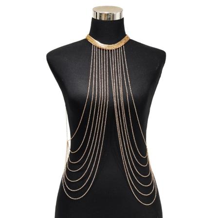 Kropkæde Lagdelt Guld Kvaster Halskæde Mode Smykker Mave Talje BH Boho Hot Bikini Strand Sele Jubilæum Festival Gave til Kvinder Dame Piger