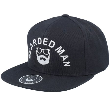Bearded Man - Svart snapback Caps - Half Circle Black Snapback @ Hatstore