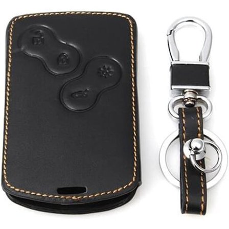 Gul Anvendelig til læder bilnøgle cover etui nøglering til Renault Clio Scenic Megane Duster Sandero Captur Twingo Koleos 4 knapper fjernbetjening