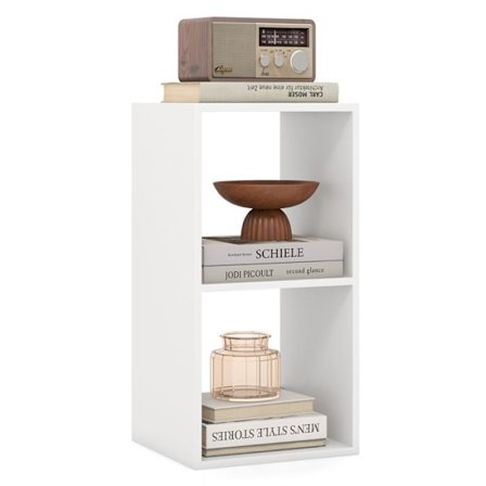 COSTWAY 2 Cube vapaasti seisova kirjahylly, 2 tasoinen näyttöhylly, avoin selkä, kaatumisenestosarja, toimiston olohuoneeseen