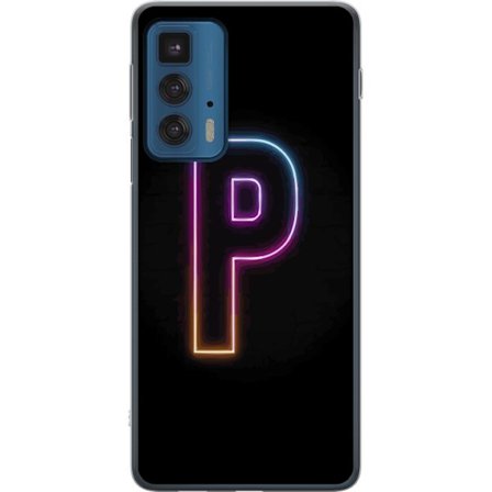 Kompatibelt Mobildeksel til Motorola Motorola Edge 20 Pro Minimalistisk neonbokstav P i fargegradering og lyseffekt mot svart bakgrunn i digital neons