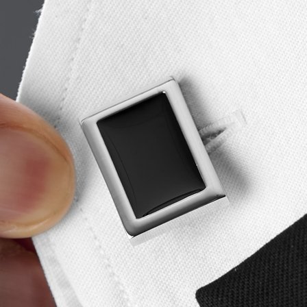 Mustat suorakulmaiset kalvosinnapit for Men