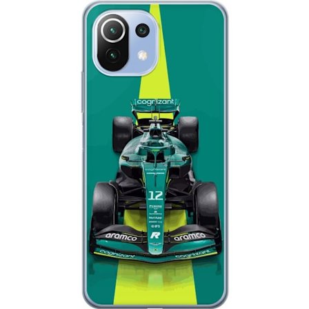 Yhteensopiva Puhelinkuori Xiaomi Xiaomi Mi 11 Lite Aston Martinin Formula 1 -auto vihreässä kilpailumuotoilussa, jossa on moderni studiosentuntma