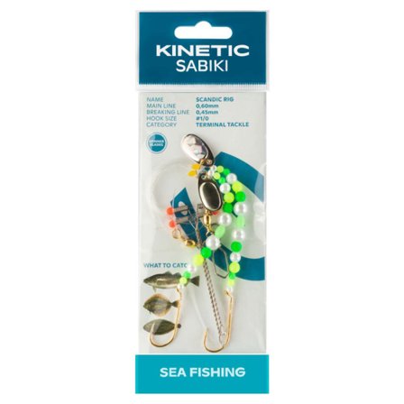 Kinetic Sabiki Scandic #1/0 - Pearl/Green/Yellow