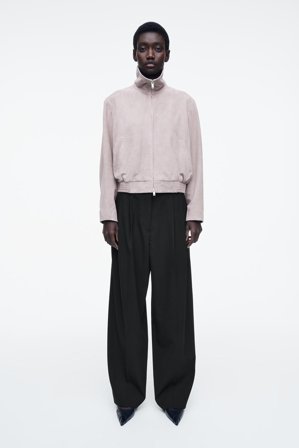 COS Women's Bomber In Pelle Scamosciata in Viola