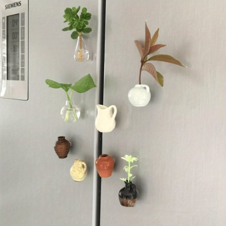8 stk., magnetisk mini keramisk glasvase med dråbe, køleskabsmagneter, mini keramiske krukker til blomst, køleskabshavekrukke magnet Multi-farver