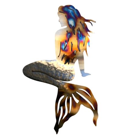 Metall smidesjärn sjöjungfrur hantverk sjöjungfrur metall väggkonst för hemträdgård stranddekoration