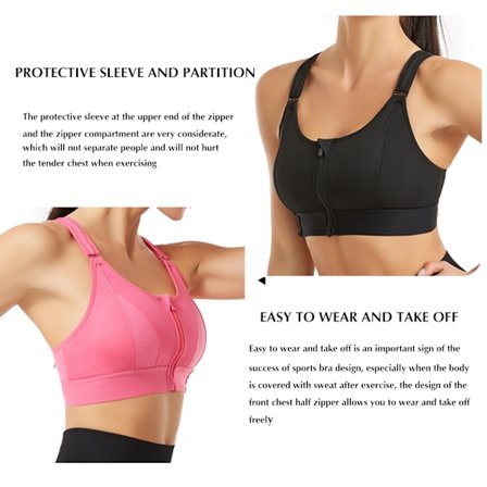 Damport Yoga BH med dragkedja fram Bekväm Racerback BH white