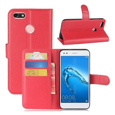 Huawei P9 Lite Mini Huawei P9 Lite Mini Vikbart läder fodral - Röd