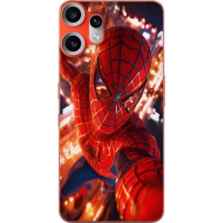 Yhteensopiva Puhelinkuori Nothing Nothing CMF Phone 2 Pro Spider Man intensiivisessä toiminnassa välkkyvien valojen ja dynaamisen perspektiivin kera