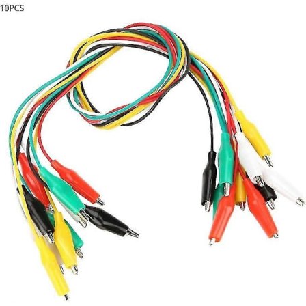 Alligatorklemmer Kabler, 10 stk. 5 Farger Kabler Alligatorklemme Ledningstest & Agrave; Dobbel Ende 50cm Alligatorklemmer Sett db