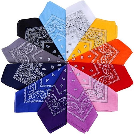 12 stk. 12 Farver 54*54cm Pakke Bandana Tørklæde Unisex Lommetørklæde,