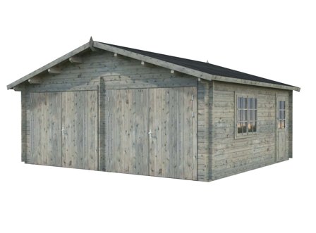 Palmako Roger Garage 29,3 m²/inv. 28,4 m², med port, grå, impr., Stugor & förråd