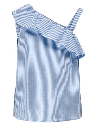 Kogsmilla S/L Shoulder Top Wvn Blue Kids Only