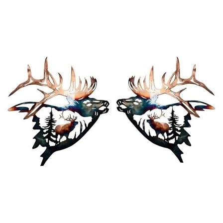 Metallinen seinäkoriste, Hirvi metallinen seinätaideveistos siluetti käsityö rustiikkisella mökkisisustuksella viimeistely D